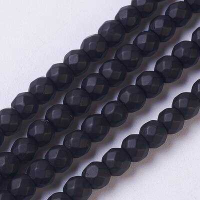 Synthetic Black Stone Beads Strands