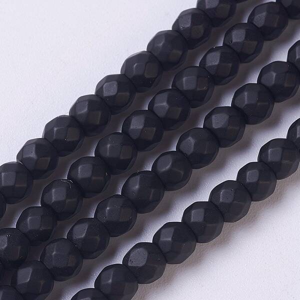 Synthetic Black Stone Beads Strands