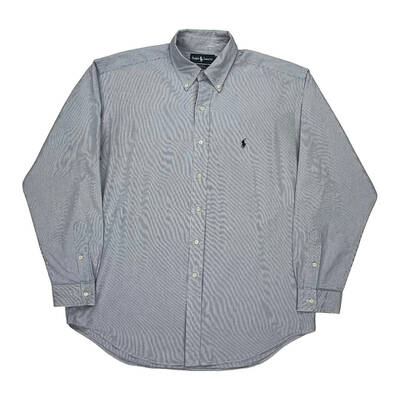 Blake Ralph Lauren Striped Shirt - Large Blue Cotton
