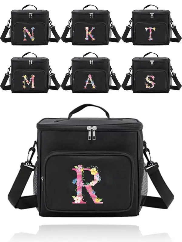 Letter Pattern Lunch Bag, Insulated Shoulder Lunch Bag, Reusable Handbag Lunch Box, Leakproof Insulateds Cooler Bag for Offic...