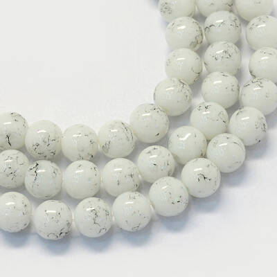 Baking Painted Glass Round Bead Strands