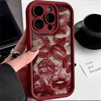 Lip Print Pattern Phone Cases, 3D Embossed Soft Anti-fall Waterproof Phone Case, Compatible with iPhone 16 15 Pro Max Case iP...