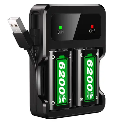 Ponkor Xbox Controller Rechargeable Battery Packs (2×6200mWh) with Fast Charging Dock, Compatible with Xbox One, Series X|S,...