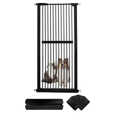 Lumizone Extra Tall Pet Gate 61.02 High Pressure Mounted 30.12-67.32 Wide for Children Stairs Doorway Hallway No Drilli...
