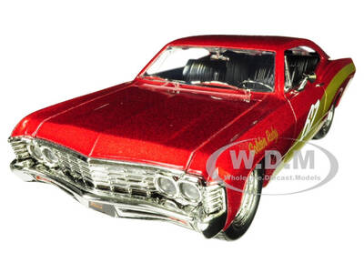 1967 Chevrolet Impala SS #67 Golden Ruby Red with Gold Stripes Bigtime Muscle 1/24 Diecast Model Car by Jada