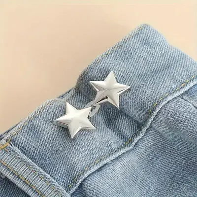 Star Design Jeans Button Tightener Set, 2/4 Pairs Handmade Jeans Button Pins, Easy To Install Waist Tightener Button for Indo...