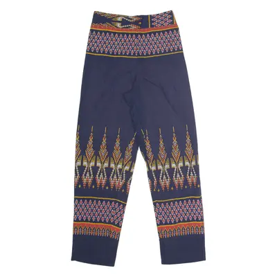 Geometric Patterned Womens Trousers Blue Regular Straight W26 L27