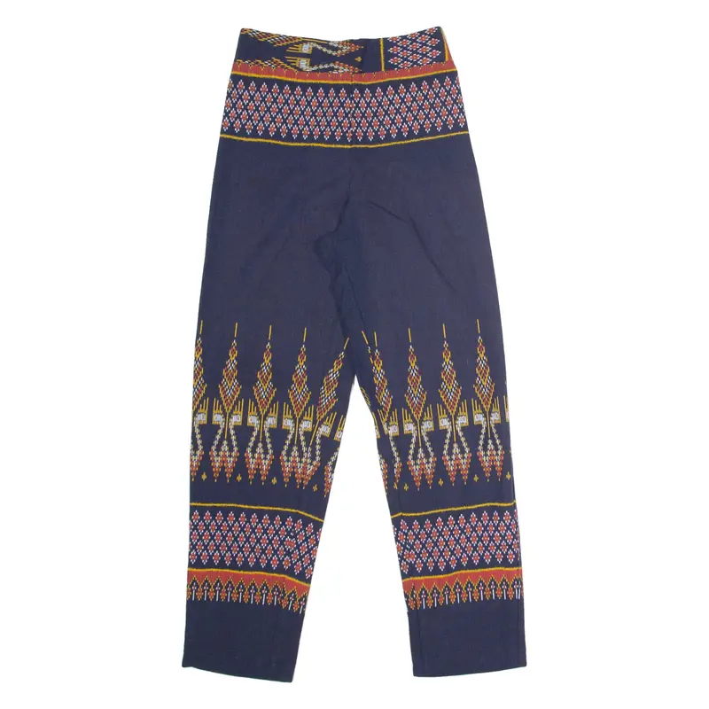 Geometric Patterned Womens Trousers Blue Regular Straight W26 L27