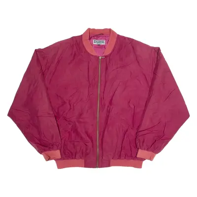 DISTANCE Mens Bomber Jacket Maroon Silk 90s L