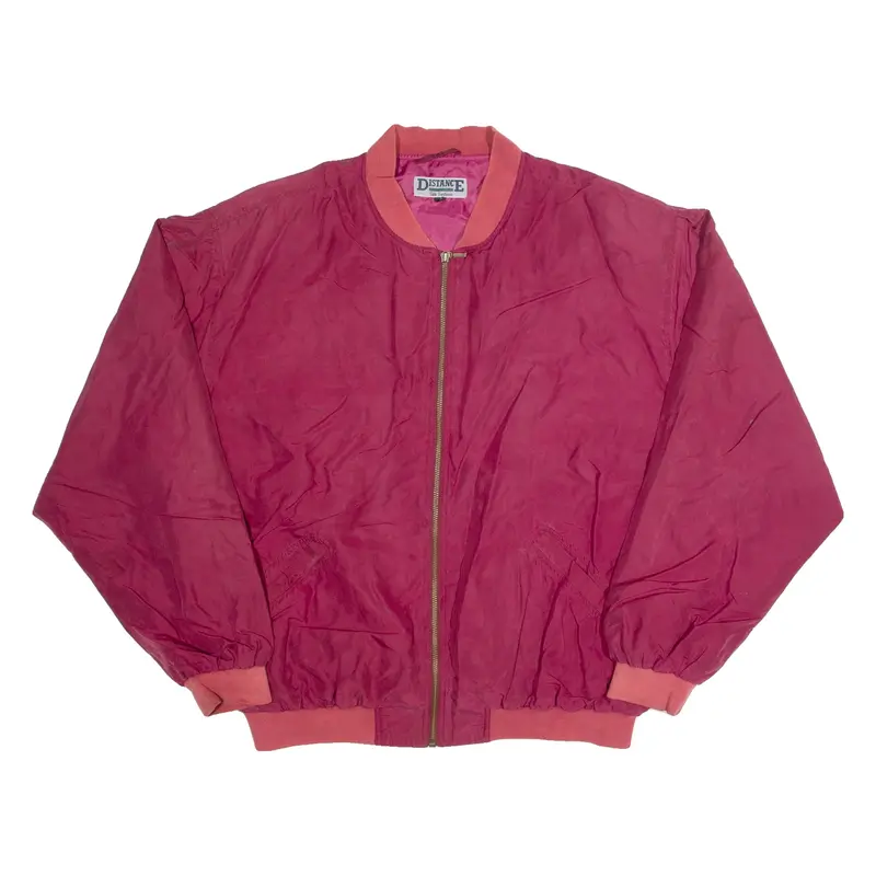 DISTANCE Mens Bomber Jacket Maroon Silk 90s L