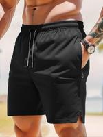 Men's Solid Color Quick Drying Gym Shorts, Regular Fit Casual Breathable Comfortable Shorts for Outdoor Running Hiking Swimmi...