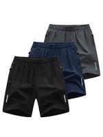 Men's Solid Pocket Elastic Waist Shorts, Casual Breathable Comfortable Shorts for Running Gym Workout, Men's Bottoms for All ...