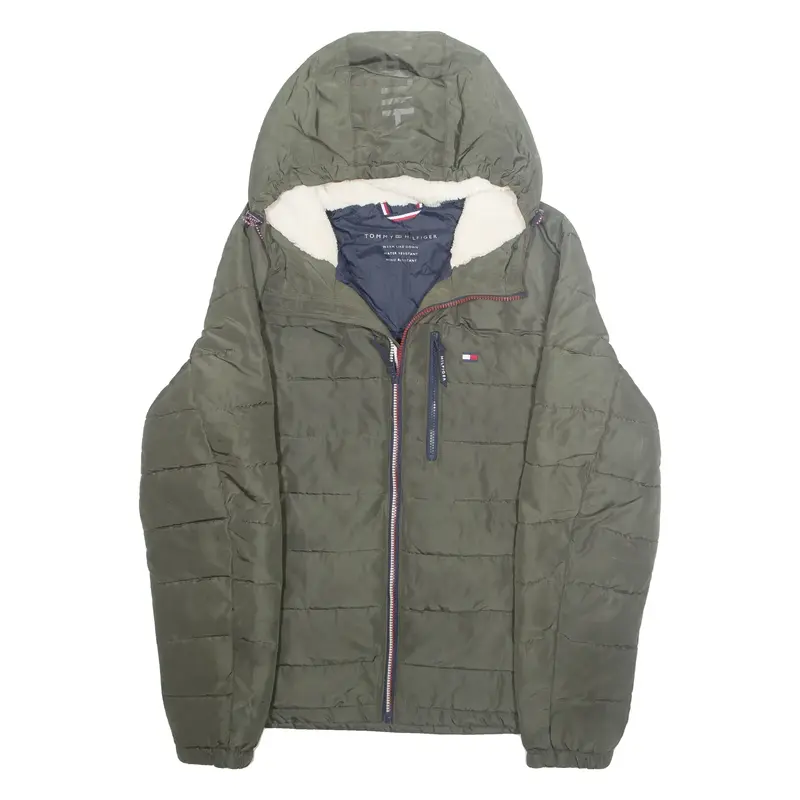 TOMMY HILFIGER Mens Parka Coat Green Hooded M