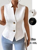Women's Solid Color Button Front Knit Vest, Minimalist Basic Casual Sleeveless Fitted Outerwear for Daily Wear, Ladies Clothe...