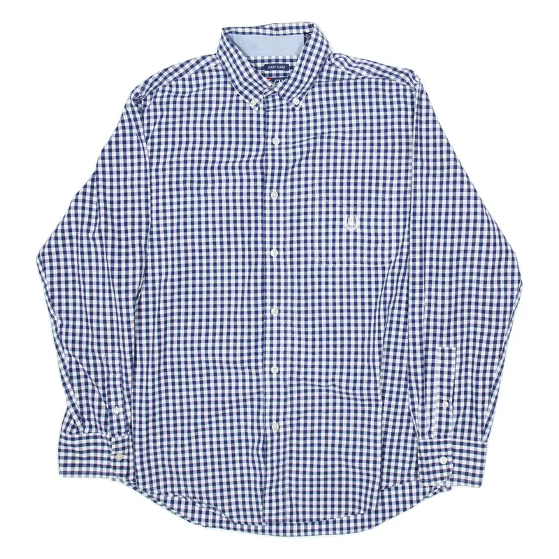 CHAPS Mens Shirt Blue Gingham Long Sleeve M