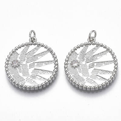 Brass Micro Pave Clear Cubic Zirconia Pendants