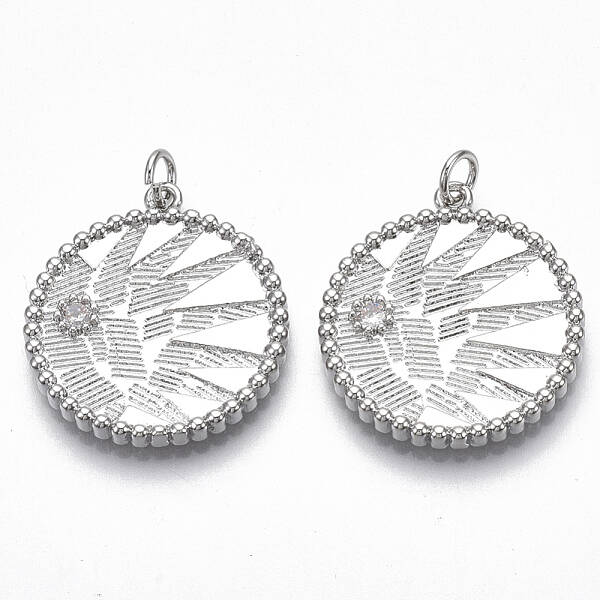 Brass Micro Pave Clear Cubic Zirconia Pendants