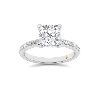 Aurelia Three Quarter Coverage Hidden Halo Princess Cut Lab Grown Diamond Engagement Ring | 18K White Gold 3 1/10 CT. TW.