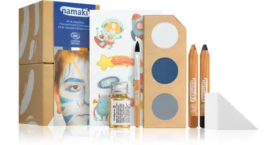 Namaki Intergalactic Kids Makeup Set 3pcs Face & Body Paint + 2pcs Makeup Pencil + Kids Tattoo + Glitter Powder