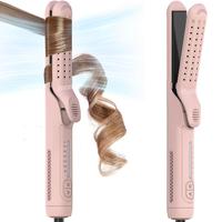 2 in 1 Pink Heated Curler Hair Straightener & Curler, Anti Scald Curling Iron, 360° Air Conditioning, 5-speed Temperature & ...