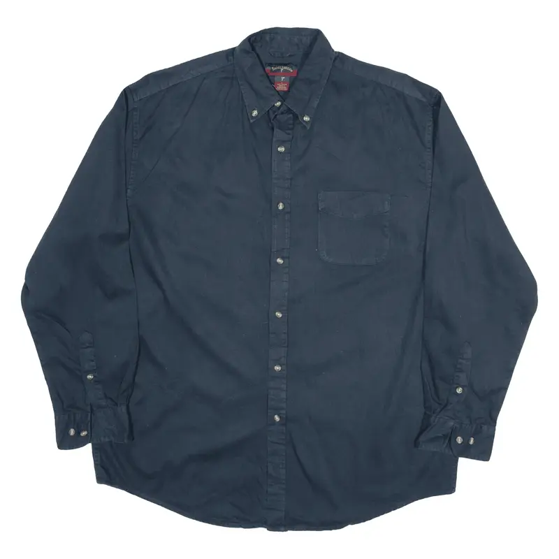 SADDLEBRED Plain Shirt Black Long Sleeve Mens L
