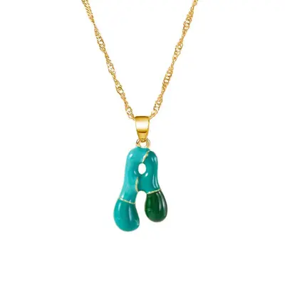 Bubble color dopamine 26 letter necklace y2k girl's name initials gift jewelry