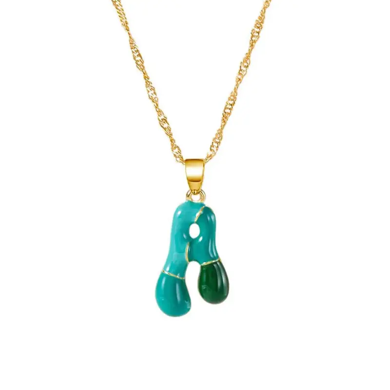 Bubble color dopamine 26 letter necklace y2k girl's name initials gift jewelry