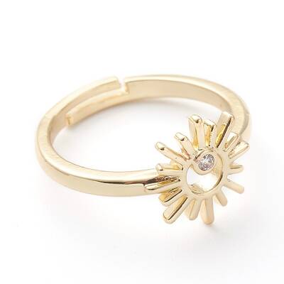 Adjustable Brass Micro Pave Clear Cubic Zirconia Finger Rings