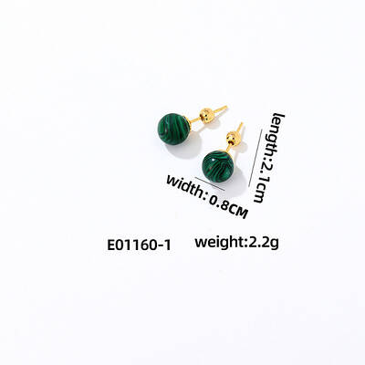 Handmade Fashion Natural Turquoise Stainless Steel Bead Earrings Accessories for Autumn/Winter