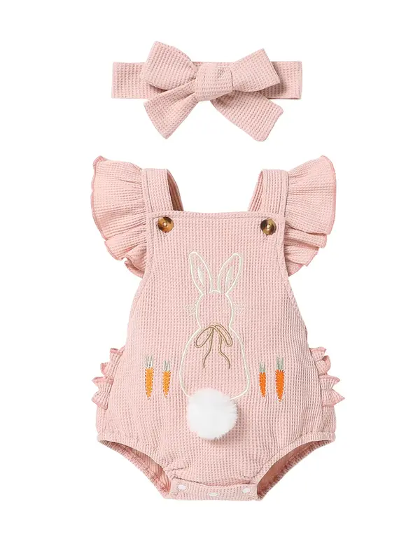 0-18 Months Girls 2-Piece Rabbit Easter Cute Romper and Headband Pink Purple Clothing Babygirl Clothes Products #springtok