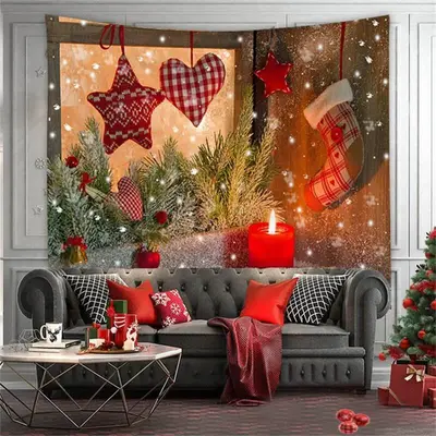 Red Socks love Merry Christmas Art Decor Wall Tapestry - Aperturee