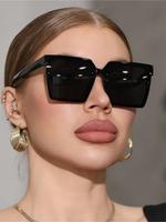 Unisex Vintage Oversized Square Frame Sunglasses, Trendy Casual Sunglasses for Everyday Use, Fashion Accessories for Outdoor ...