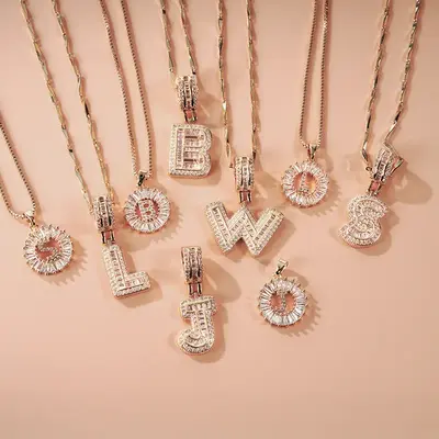 MINDEKA 14K Gold Plated Initial Letter Pendant Necklaces 2 Pack Alphabet Necklaces with Adjustable 17''-19'' Chain for Women ...