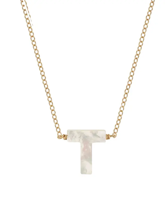 Dawn Initial Necklace | Metal Color: Gold | Style: T