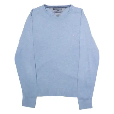 TOMMY HILFIGER Mens Jumper Blue Crew Neck Tight Knit M