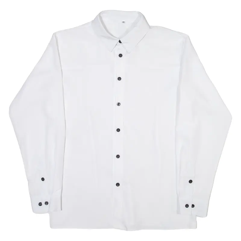 Mens Plain Shirt White Long Sleeve M