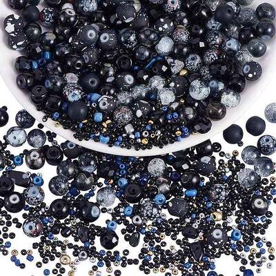 2 Bag Glass Round Beads Set