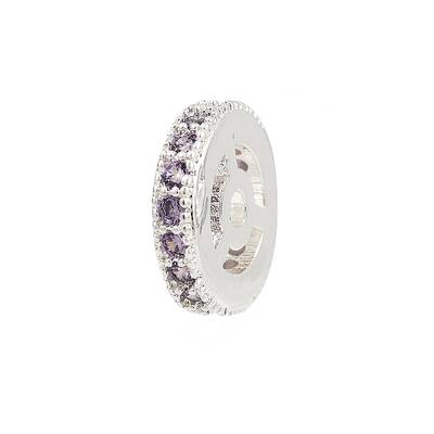Rack Plating Brass Clear Cubic Zirconia Spacer Beads