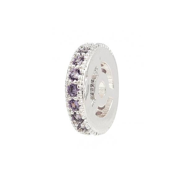 Rack Plating Brass Clear Cubic Zirconia Spacer Beads