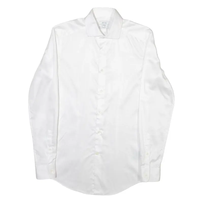 REISS Slim Fit Mens Plain Shirt White Long Sleeve XS