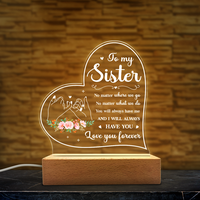 SANDJEST To My Sister Night | Table Night Lamp Gift for Sister Birthday Christmas, USB Powered Decorative Light, Bedroom Livi...