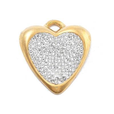 304 Stainless Steel Polymer Clay Rhinestone Pendants