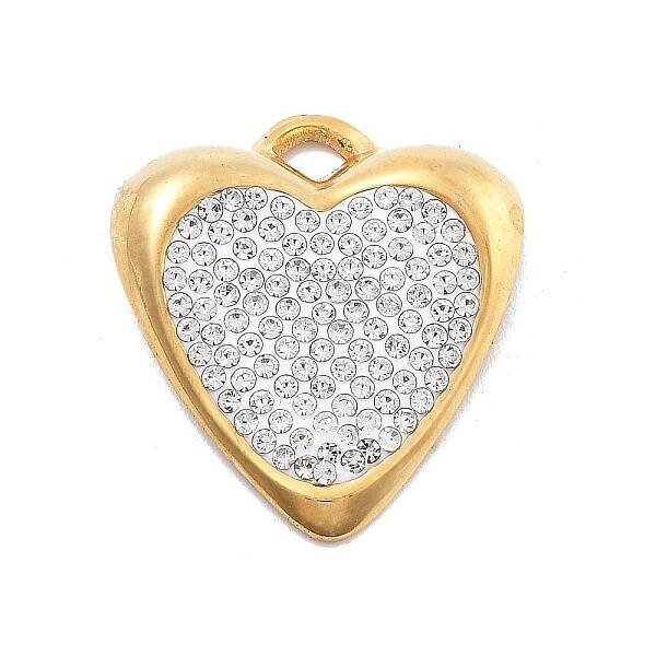 304 Stainless Steel Polymer Clay Rhinestone Pendants