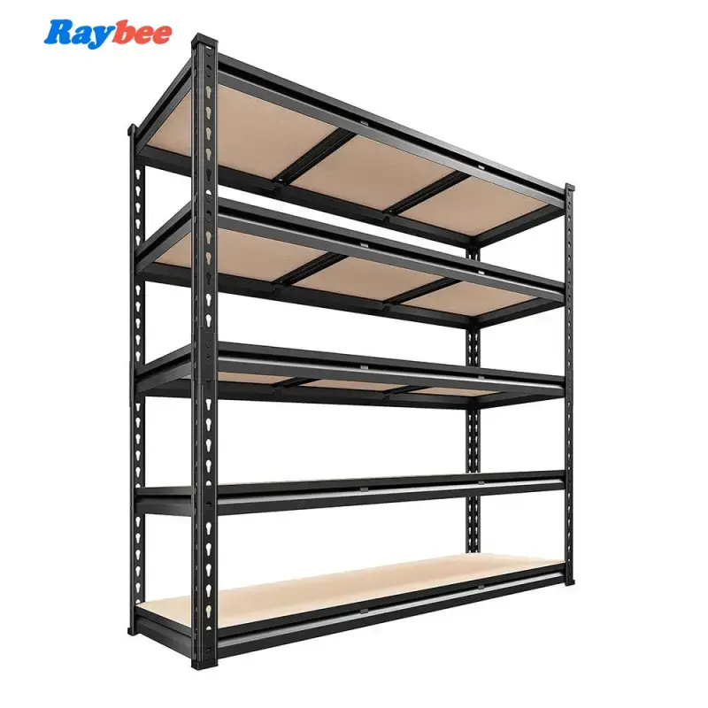 Raybee Shelf Standing Utility Shelves for Home Garage Kitchen Office Metal Frame Adjustable Storage Rack Rolled Edge Column S...