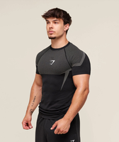 Shark Men's Short Sleeve Compression Shirt – Cool Dry Athletic Undershirt for Running, Gym & Training