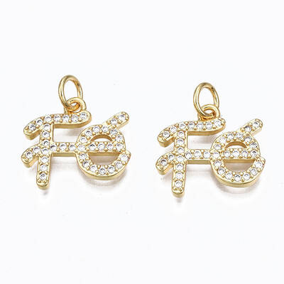 Brass Micro Pave Clear Cubic Zirconia Charms