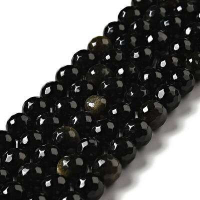 Natural Golden Sheen Obsidian Beads Strands