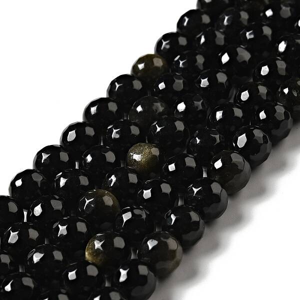 Natural Golden Sheen Obsidian Beads Strands