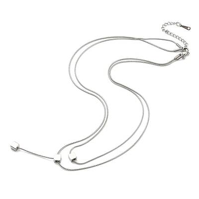 Non-Tarnish 304 Stainless Steel Round Snake Chains Double Layer Necklaces