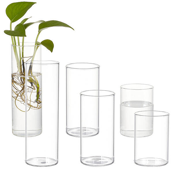 6Pcs 3 Style Column Glass Vase Ornaments